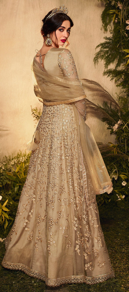 Gold Net Hand Embroidered Gown Design by Neha Mehta Couture at Pernia's Pop  Up Shop 2024